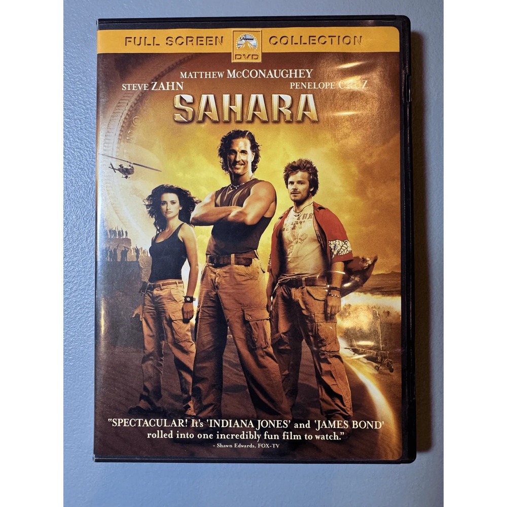 Sahara DVD Matthew McConaughey Penelope Cruz 2005 Full Screen Action Movie